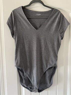 Old Navy Gray V-Neck Bodysuit Size XL